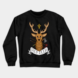 a red deer hunting design with a cross. Crewneck Sweatshirt